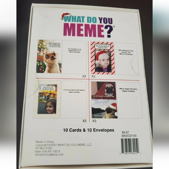 :* 2 new pks " What Do You Meme ?"  Greeting Cards & Envelopes Christmas funny - Picture 4 of 13